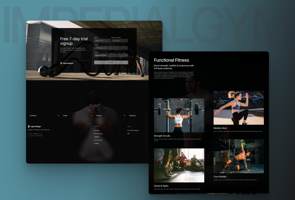 ImperialGym - Fitness Framer Website Template Preview Image 1