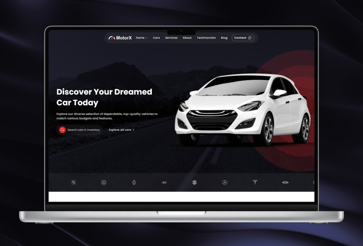 MotorX: Car Dealership Framer Template Preview Image 1